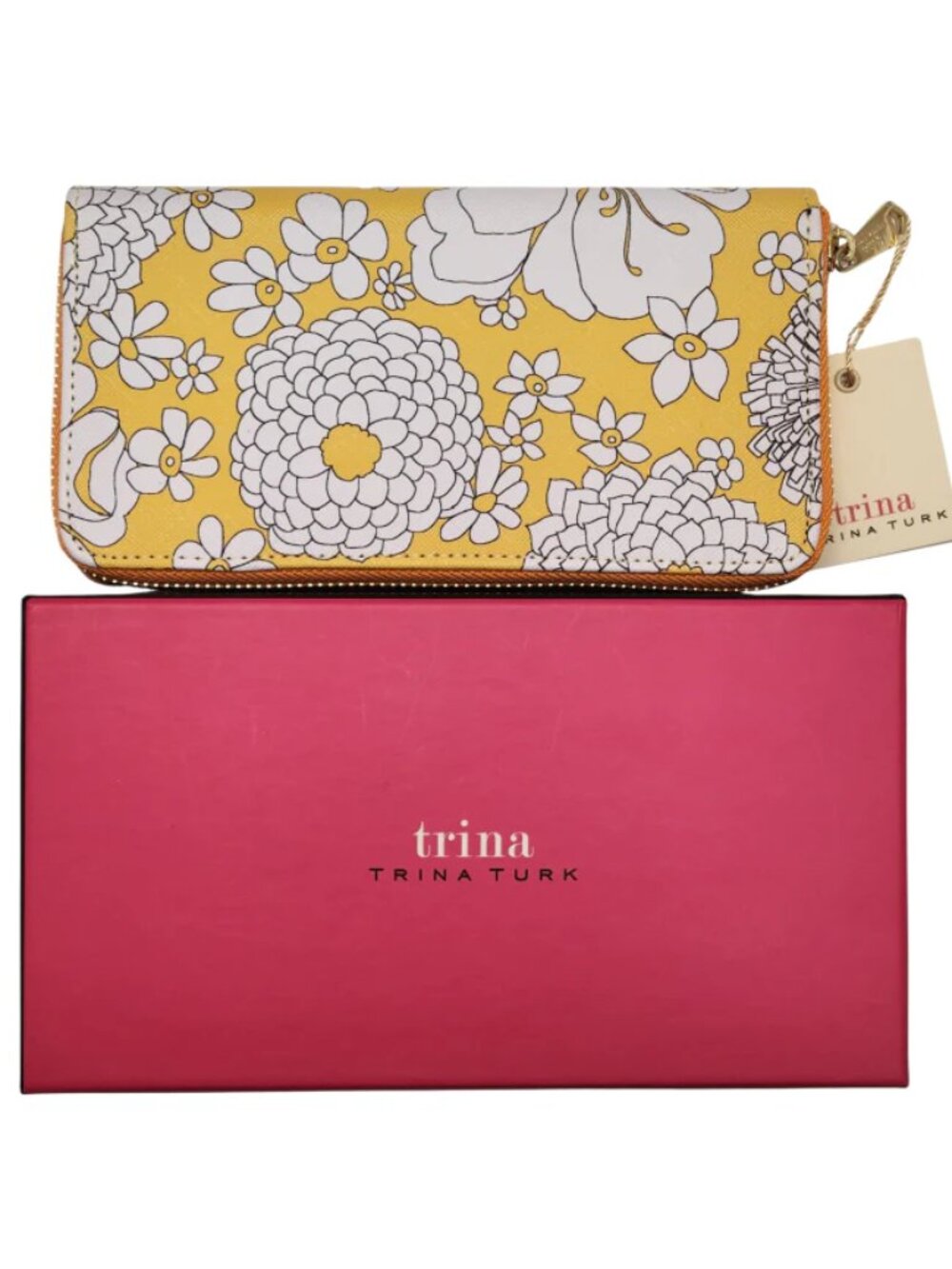 Trina Turk Yellow Floral Zip Around Long Wallet - NWT
